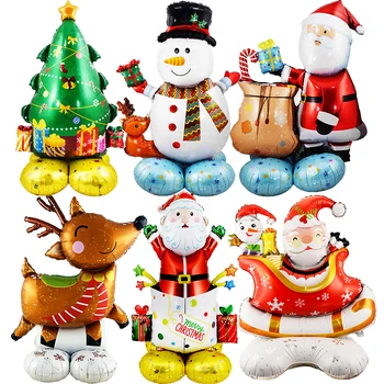 Božič Folija Baloni Stoji Santa Claus Snežaka Napihljivi Balon Jelenov Elk Žogo Novo Leto Božični Okraski Stranka