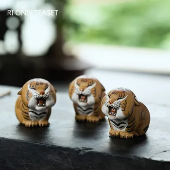 Boutique Vijolično Gline Čaj Pet Ljubko Tiger Model Figur Doma Ročno Izdelani Okraski Kiparstvo Obrti Čaj Nastavite Dekoracijo Umetnosti Darila