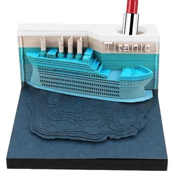 3D Note Pad Umetnosti Ladje Oblikovan Memo Umetnosti 3D Počitnice Darilo Baterija Napaja Namizno Okrasje Za Študijske Sobe Dorms Šole Mize