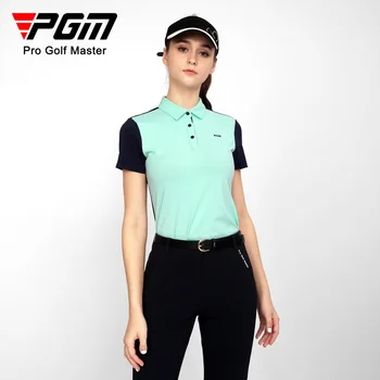 PGM Žensk Golf T-shirt Kratek Rokav Golf oblačila za Ženske udobno Poletnih Športnih Dihanje Barve-block design Majice YF554
