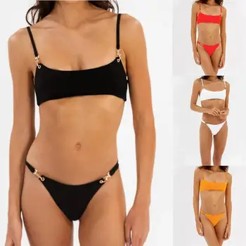 2Pcs/Set Split Bikini Oblazinjena Dihanje 4 Barve Nastavljiv Čiste Barve, Kopalke Set za Aktivnost Vode