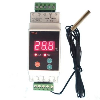 AC90-260V -40-110℃ Din Rail Termostat S Tipalom 2 Način Rele Izhod Alarm za Temperaturo Krmilnik NI NC SKUPNA Izhodna