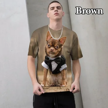 Moški/Ženske Modni Ljubek Pes 3d Natisnjeni T-shirt Priložnostne Chihuahua Krog Vratu Kratek sleeved majica s kratkimi rokavi