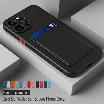 aphone13 telefon primerih reža za kartico denarnice mehko kvadratni silikonski odbijač zadnji pokrov za iphone 13 pro max 13pro mini fotoaparat zaščititi primeru