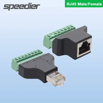 Računalniki Povezanih Povezava Priključki RJ45 Ženski Moški, Da Vijak Terminal 8Pin Priključek Ethernet Omrežni Kabel Podaljšek Adapter