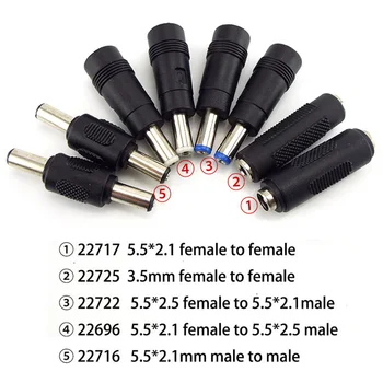 5.5 X 2.1 MM ženska na 5,5 X 2.1 2.5 mm 3,5 mm DC jack ženski moški plug adapter Priključki 5525 5521 3.5x1.35mm Nasveti adapter