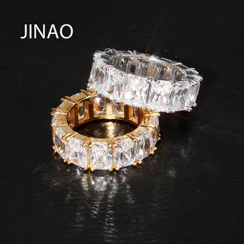 JINAO Nov Design Led Out Moda Hip Hop Obroči Visoke Kakovosti Nakit Zlato barvo Mikro Tlakovane obroč za Moški Ženske Darilo