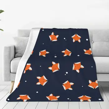 Lepe Oranžne Fox Risanka Vzorec Odejo Flanela Vse Sezone Živali Super Mehka Vrgel Odejo za Domov Zunanji Plišastih Tanka Odeja
