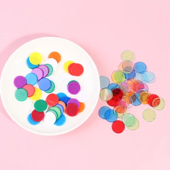 100 kozarcev Prosojni Barvi Števci Štetje Bingo Žetonov, Plastični Potrebščine za Števce