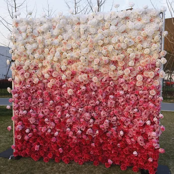 OEM Gradient Umetne Svile Rose Cvet Stenski Dekor 5D Cvet Zid Plošča za Ozadje Poroko, Rojstni Dom Odlikovanja