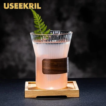 Japonski Enostavno Cocktail Očala Pokal Ustvarjalne Prugasta Stekla S Bambusa Rokav Hladno Pivo, Sok Hladno Pijačo Skodelice Bar Dodatki