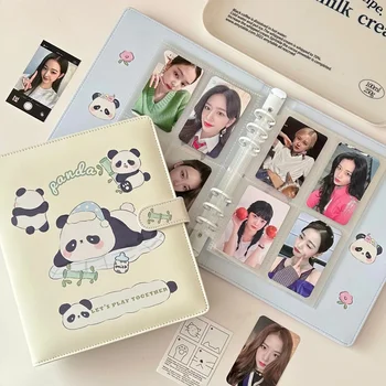 A5 Kawaii PU svoboden listov panda vzorec Veziva DIY Photocards Kpop Idol Album Zbiranje Knjiga List Risanka Zvezek Organizator