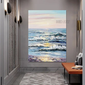 Ročno Poslikane Seascape Povzetek Teksturo Nož Oljno Sliko Za Dnevna Soba Dekor Velikosti Steni Plakat Umetnost Brez Okvirjev Plošča