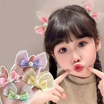 Princess Style Pearl 3D Lok Otrok Ostra korejskem Slogu Zajec Ušesa Seersucker Srčkan Headdress Pribor za Lase Otroci Pokrivala