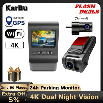 Dash Kamera za Avto Kamera Dashcam 4K GPS, WIFI 24h Parkiranje Zaslon Dvr Par Coche, Spredaj in Zadaj Dvojni Mini Dvr Video Registrator