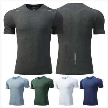 Moški Fitnes Športne Telovadnice T-Shirt Quick Dry Usposabljanje Izvaja Športna Udobno Ledu Svile Dihanje Kratke Majice Unisex