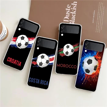 Nogomet Maroko Nogomet Primeru Telefon Za Samsung Galaxy Ž Flip 3 4 5 G Trdo Zložljivo PC Lupini Za Samsung Z Flip3 Jasno, Zadnji Pokrovček