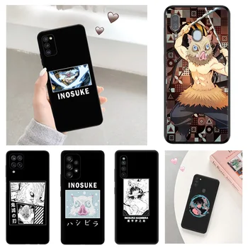 Črni Mat Telefon Primeru Za Samsung A70 S A10E A50 A03 A04 A01 A02 A91 A40 A30 A20 A12 A11 Demon Slayer Hashibira Inosuke Pokrov