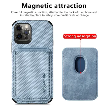 Magsafe Magnetno Kartico sim Ohišje Za iPhone 13 /13 Pro Max Coque Usnjene Denarnice, Vrečke Za iPhone 12 Pro Max Primeru
