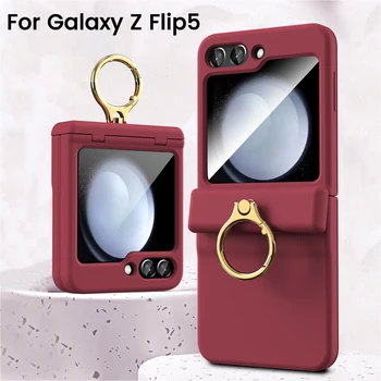 Galvanoplastika Trdi Plastični Obroč Primeru Telefon za Samsung Galaxy Ž Flip 5 Flip5 5G Verige Varstvo Trdo Lupino Shockproof Pokrov