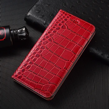 Pristnega Naravnega Usnja Magnetni Pokrovček Telefona Primeru Za Huawei P9 P10 Plus Krokodil Zrn Denarnico Kartic Pocket Brezplačna Dostava