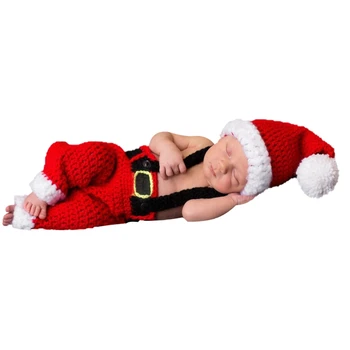 Santa Red Hat Hlače Božič Otroška Fotografija Rekvizitov, Opreme za Novorojenčka