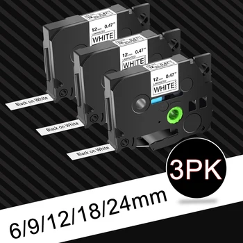 3PK Črno na Belem/Clear 12 mm Oznaka Kasete Združljiv za Brata TZE-231 631 TZ 131 731 Trakovi za P-Touch Tiskalniki za Nalepke Stroj