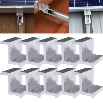 10Pcs solarnimi Koncu Objemka Fotovoltaični Solarni Panel Mount PV Koncu Objemka Aluminij Zlitine Koncu Objemka Solarni napajalniki