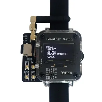 DSTIKE Deauther Watch V4S Deauthe Slabo USB ESp8266+Atmega32u4 1000mAh Baterijo, SD kartico, USB Gume Pačence Arduino silikonski Trak