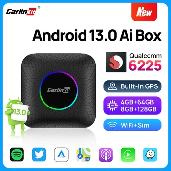 Carlinkit 8+128gb Smart Tv Box Android13 Brezžični Android Auto Adapter QCM6225 8Core Za Youtube, Netflix Spotify Ai Okno Avtomobila Igra