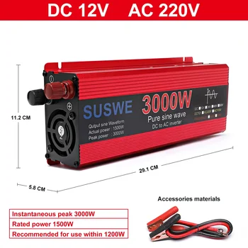12V 24V na 220V Inverter 1000W 2000W 2200W 3000W Pretvori Baterije DC to AC Pure Sine Wave Pretvornik Napetosti 220V Power Inverter