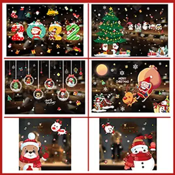PVC Okno Nalepke za Dekoracijo Doma Risanka Multicolor Stenske Nalepke Vesel Božič Nalepke Xmas Party