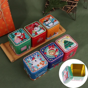 Božič Kvadratnih Kovinskih Tinning Lahko Nastavite Bonboniera Darilna Škatla Za Shranjevanje Piškotov Lahko Železa Lahko Škatla Za Shranjevanje Dekoracijo Božič