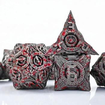 Polyhedral Trdne Kovinske Kocke Nastavite Tehnologije Stilu D&D Heavy Metal Kocke Za TTRPG Miza Igre Kock Dodatki