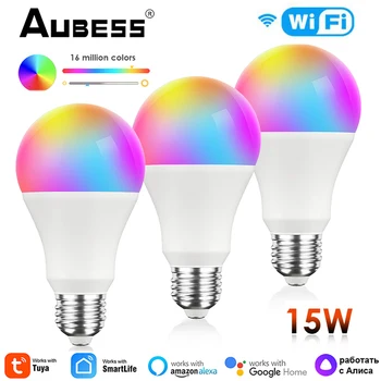 TUYA Smart WiFi Čarobno Žarnice E27 RGBCW15W LED Žarnica Svetlobo Svetilke Smart Življenje Nadzor Podporo Alexa googlova Domača stran Yandex Alice