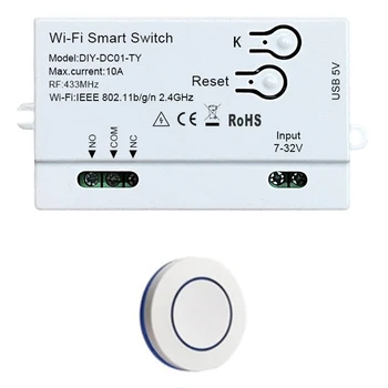 Stikalo Tuya Wifi DIY Števec+Daljinski 1CH 7-32V USB 5V 2.4 G Wifi Smartlife Avtomatizacijo Doma Modul Za Alexa IFTT