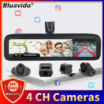 Bluavido 4 Kamere, 4G Avto Ogledalo DVR Android 9.0 GPS Navigacija ADAS HD 720P Video Snemalnik Bluetooth, WiFi App Nadzor na Daljavo