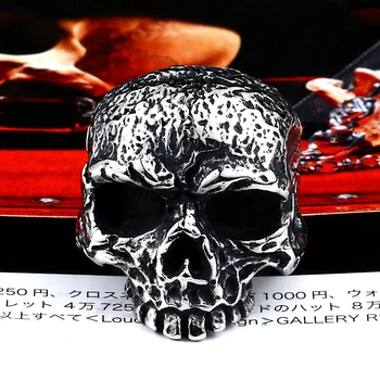 Edinstven Letnik Punk Skull Glave Obroči Za Moške Iz Nerjavečega Jekla Gothic Hip Hop Lobanje Biker Ring Halloween Nakit Ustvarjalnost Darila