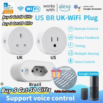 Smart WiFi Socket EWelink velika britanija/ZDA/BR Plug 3pin Adapter Doma Alexa Glasovni Nadzor Z Energijo Monitering časovna Funkcija Vtičnica