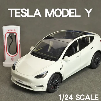 1:24 Tesla Model Y Model 3 Model S Kovinsko Zlitino Diecast Igrača Avto Model Zvoka in Svetlobe, otroška Igrača Zbirateljskih Rojstni dan Darila